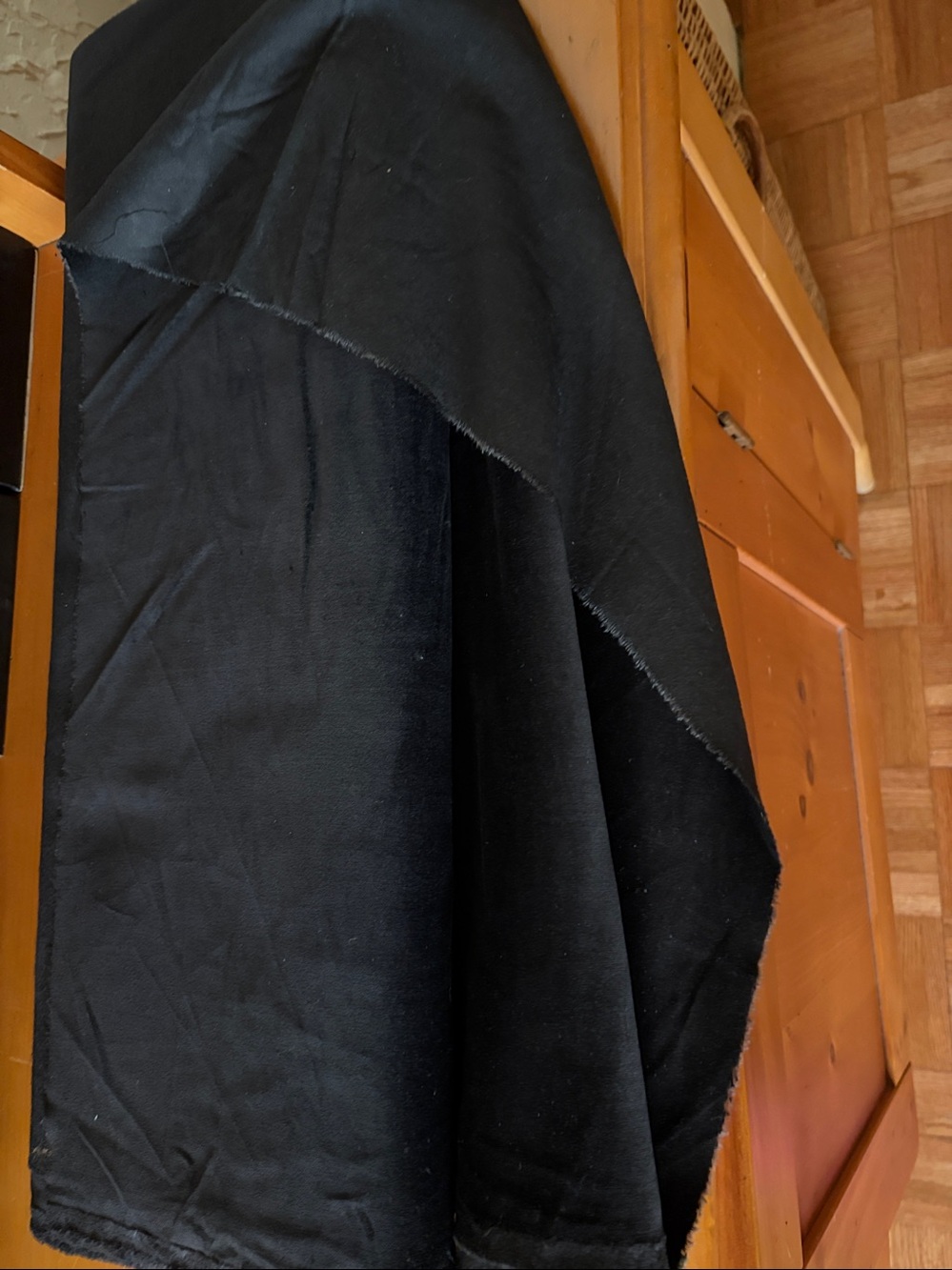 Fabric, 43”W x 85”L, Vintage Black Cotton Velvet
